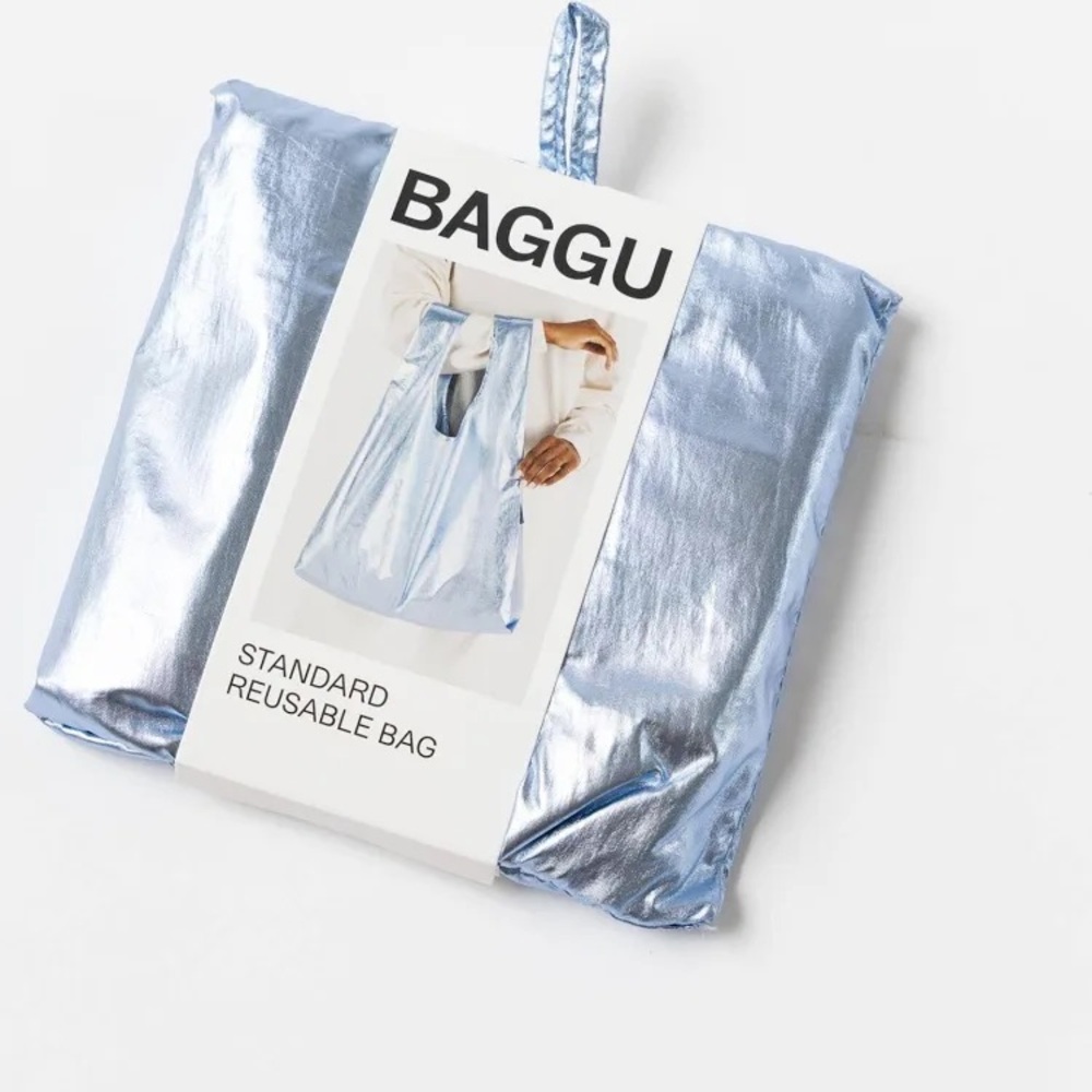 COPY - NWT Baggu light blue metallic reusable bag